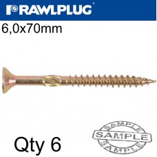 R-TS CHIPBOARD HD SCREW 6.0X70MM X6 PER BAG